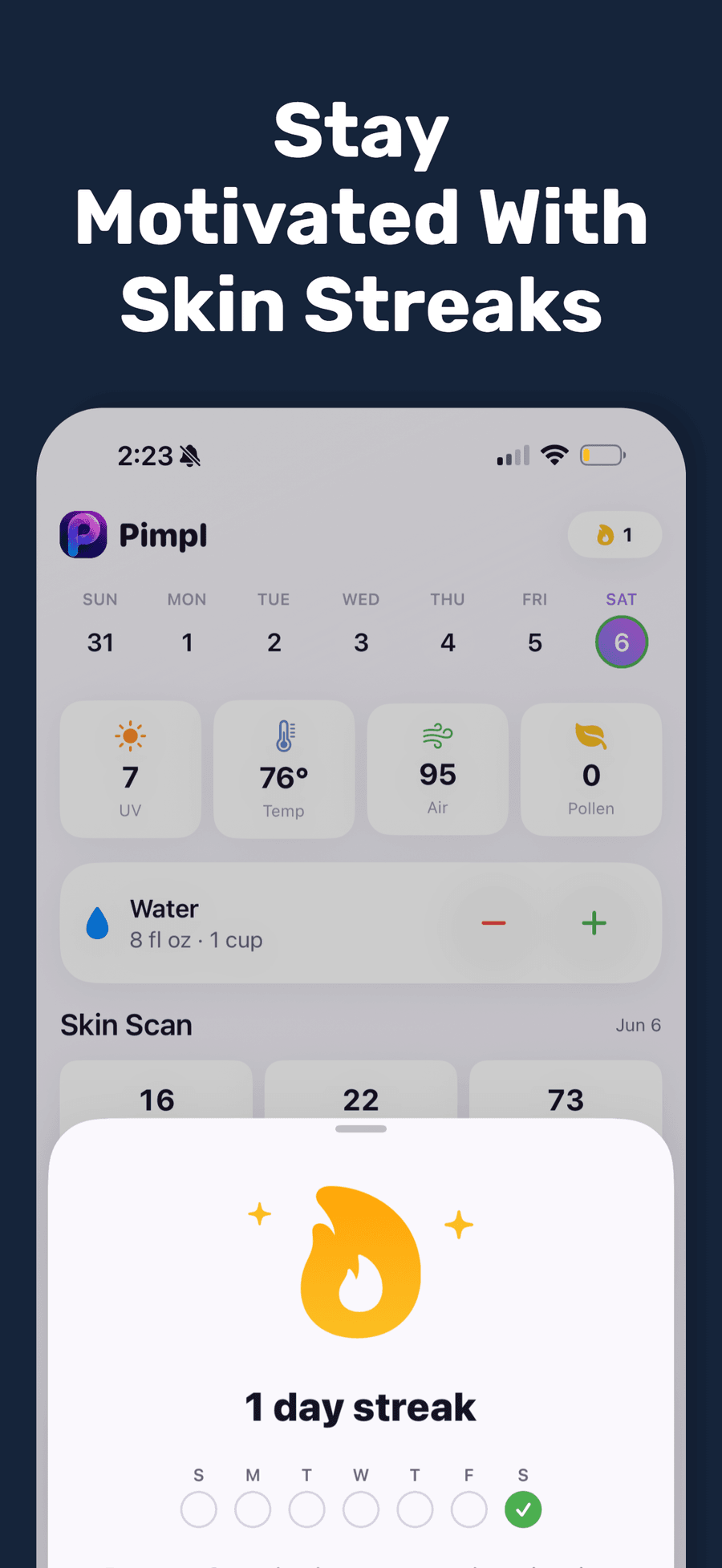 Pimpl skin streak tracker